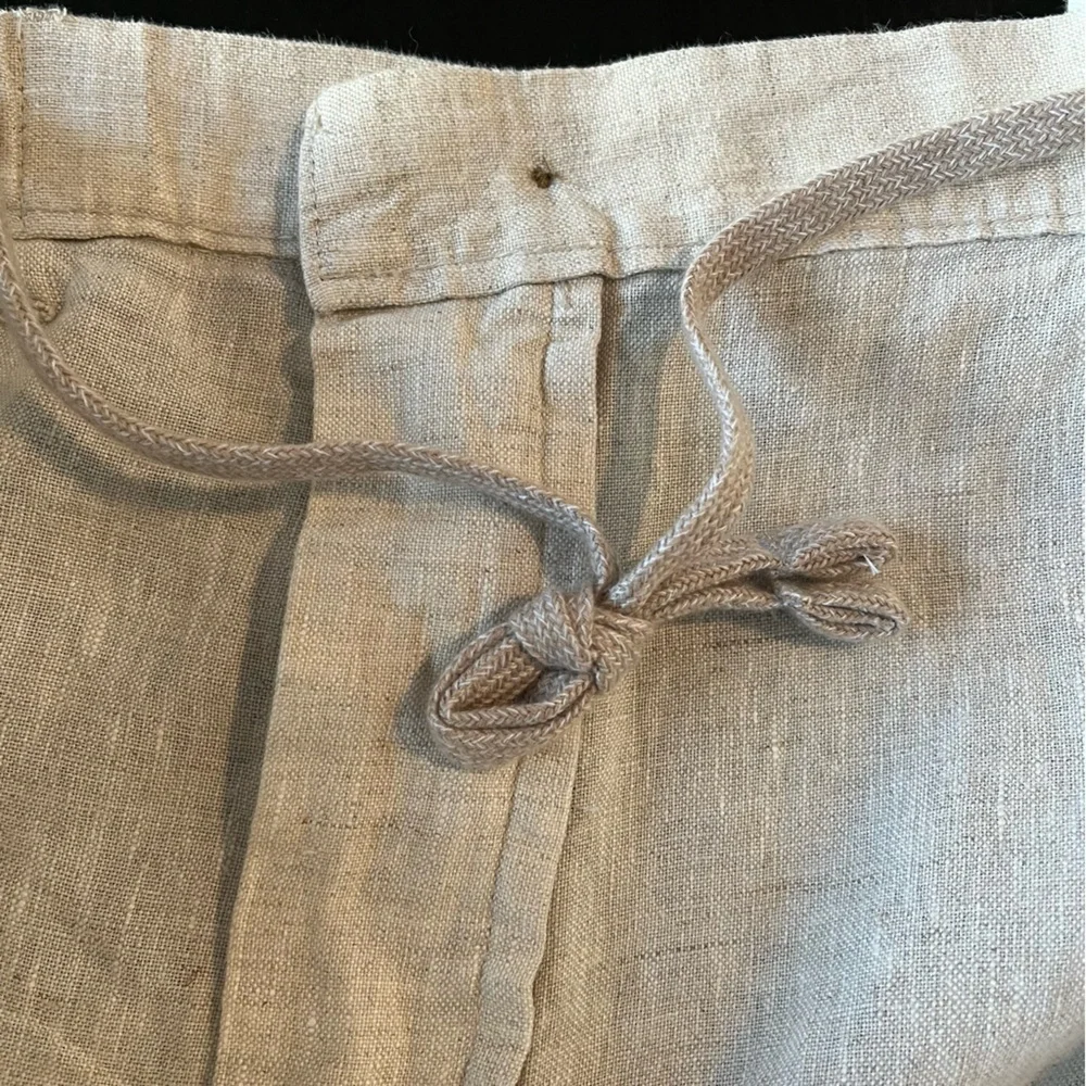 Caribbean White Isle Sands 100% Linen Flat Front Shorts